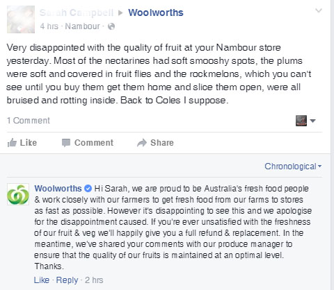 WooliesFBFeedback - Dealing with Negative Feedback on Social Media